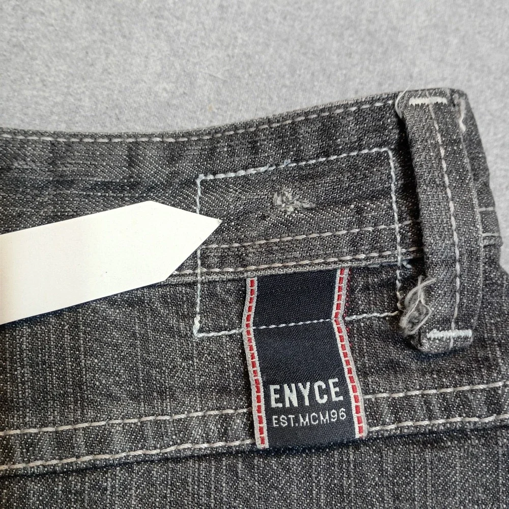 Vintage Enyce Mens 42 Denim Shorts Black Gray Baggy Hip Hop Y2K Long Jorts